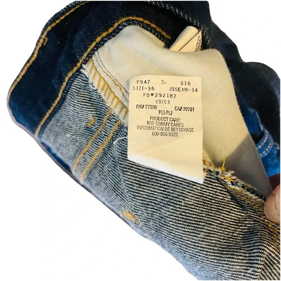 Tommy Hilfiger Men's Stretch Vintage 36x34 Dark Wash Jeans Y2K Streetwear - Picture 9 of 15